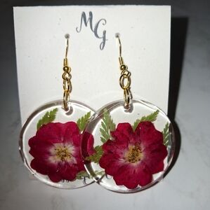 Floral Resin Earrings with Gold Accents